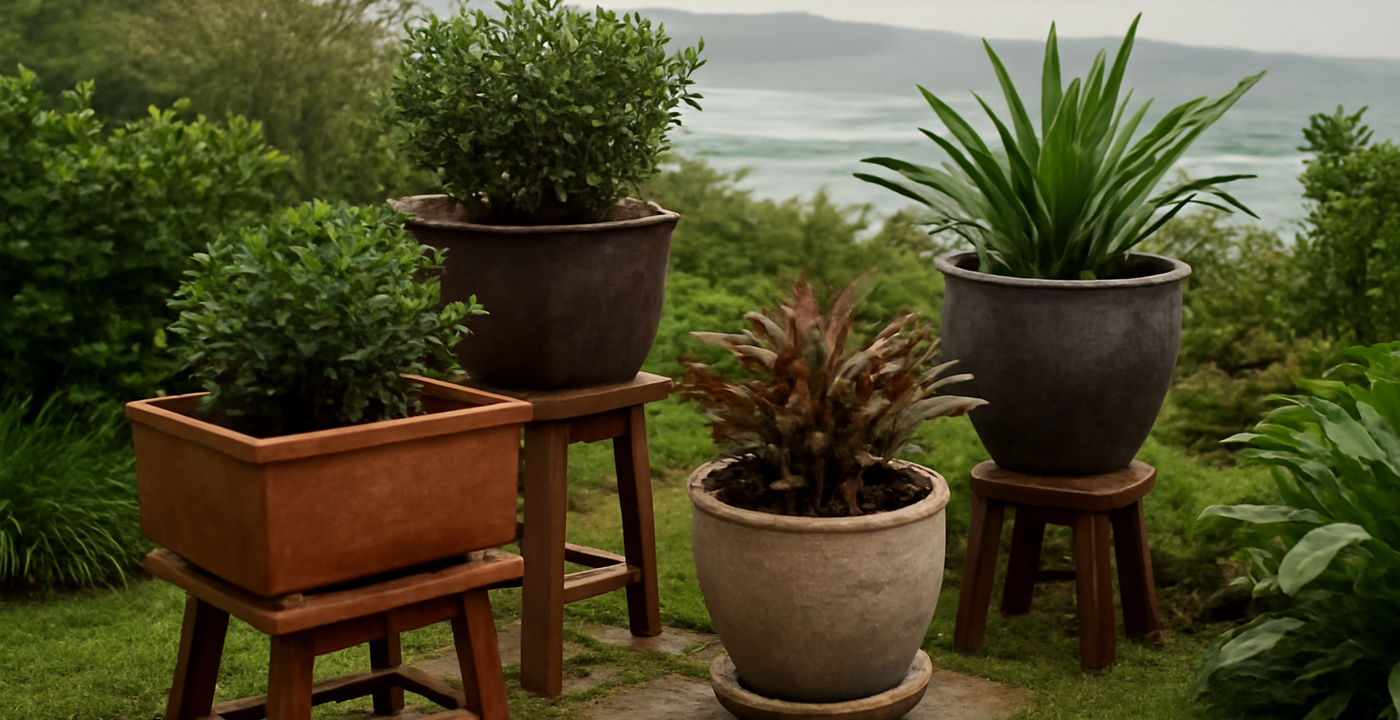 Garden Beach Blog - Vento e maresia: como proteger vasos e jardineiras no inverno sem entupir a drenagem